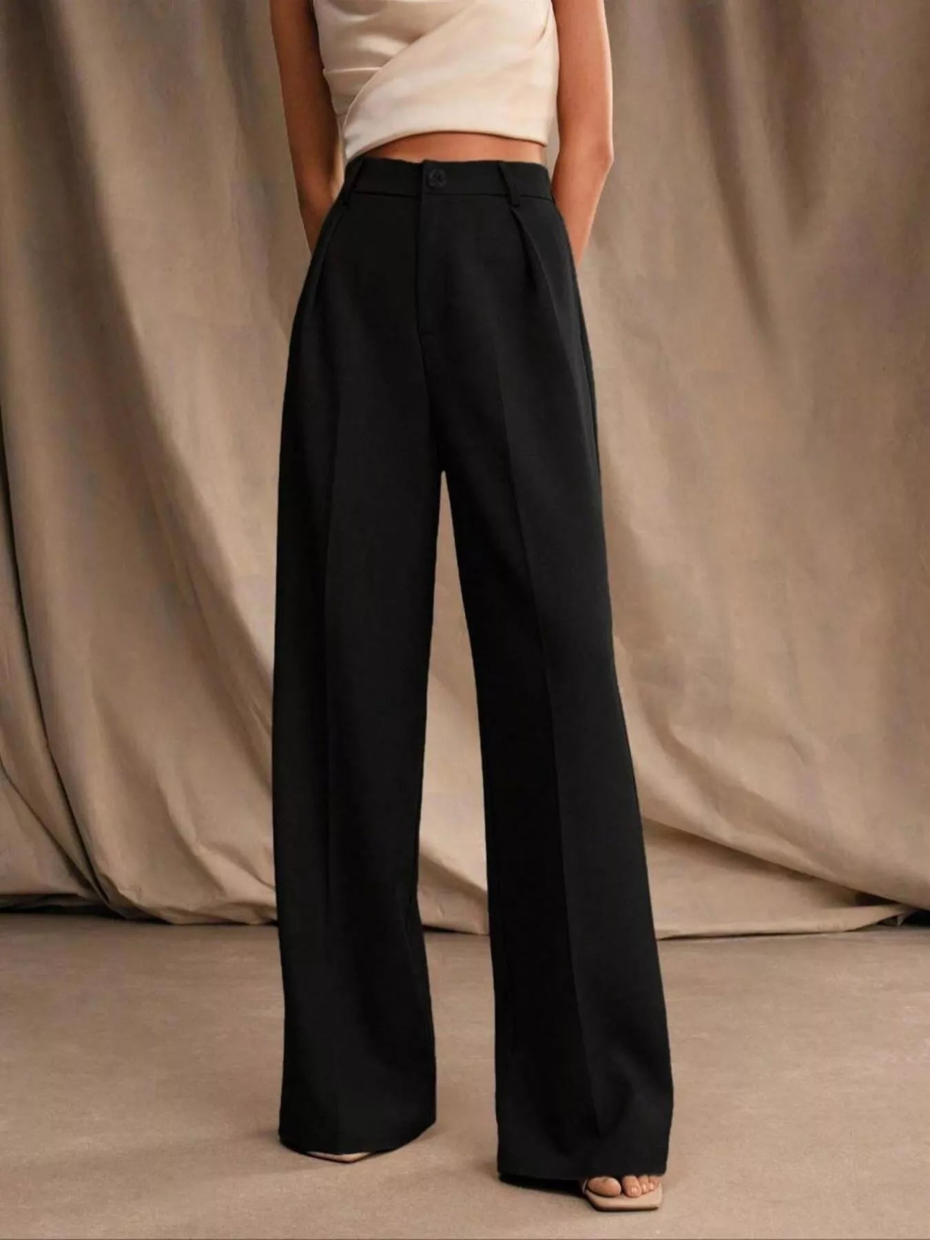 High-Waisted Wide-Leg Pants - Girly Tea