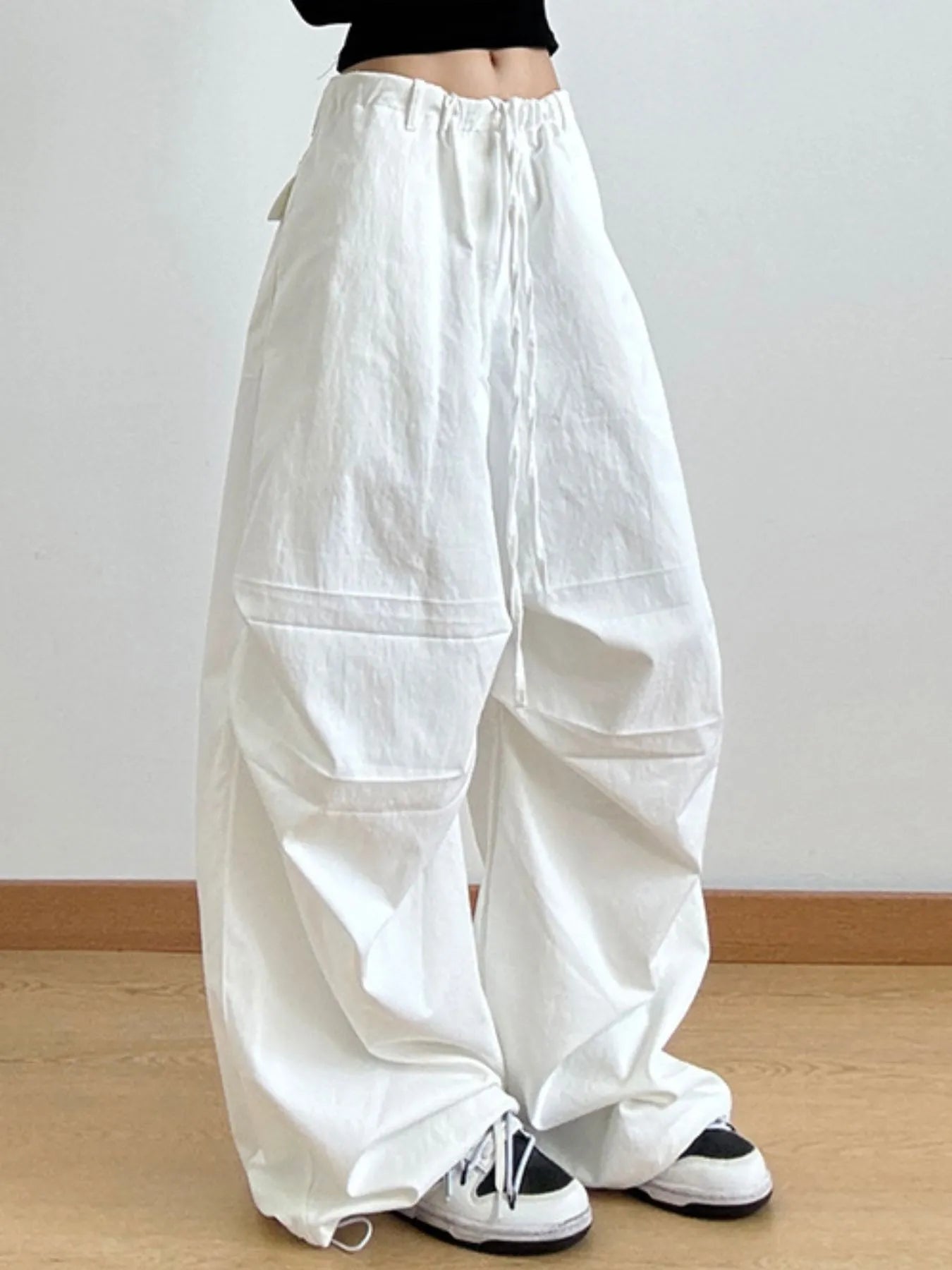 Wide Leg Casual Drawstring Pants - Girly Tea