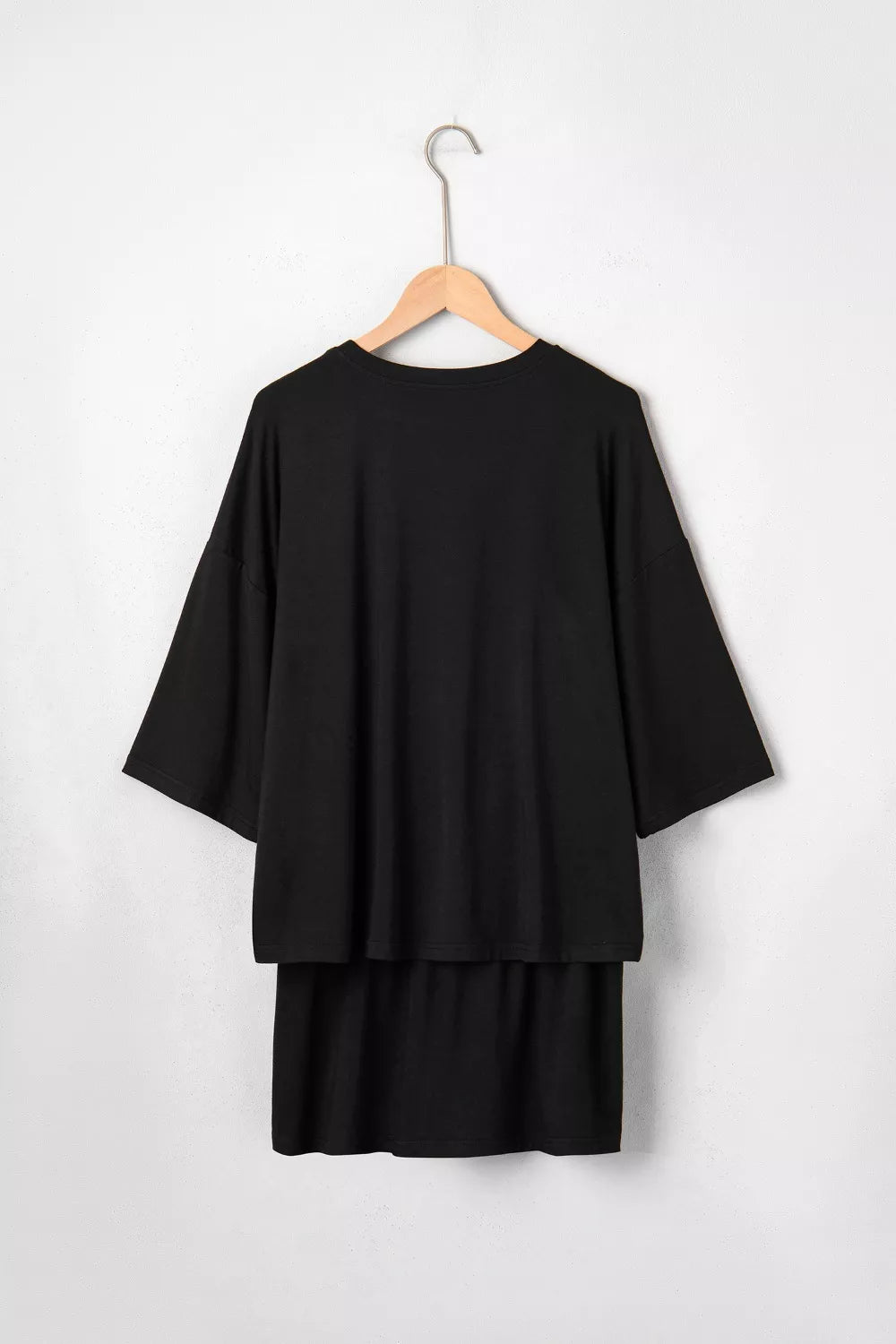 Solid Color Oversize Tee Tie Wrap Mini Skort 2pcs Set - Girly Tea