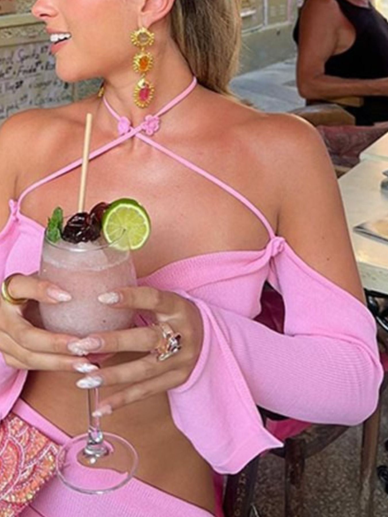 Halter Neck Top and Skirt Knit Set - Girly Tea