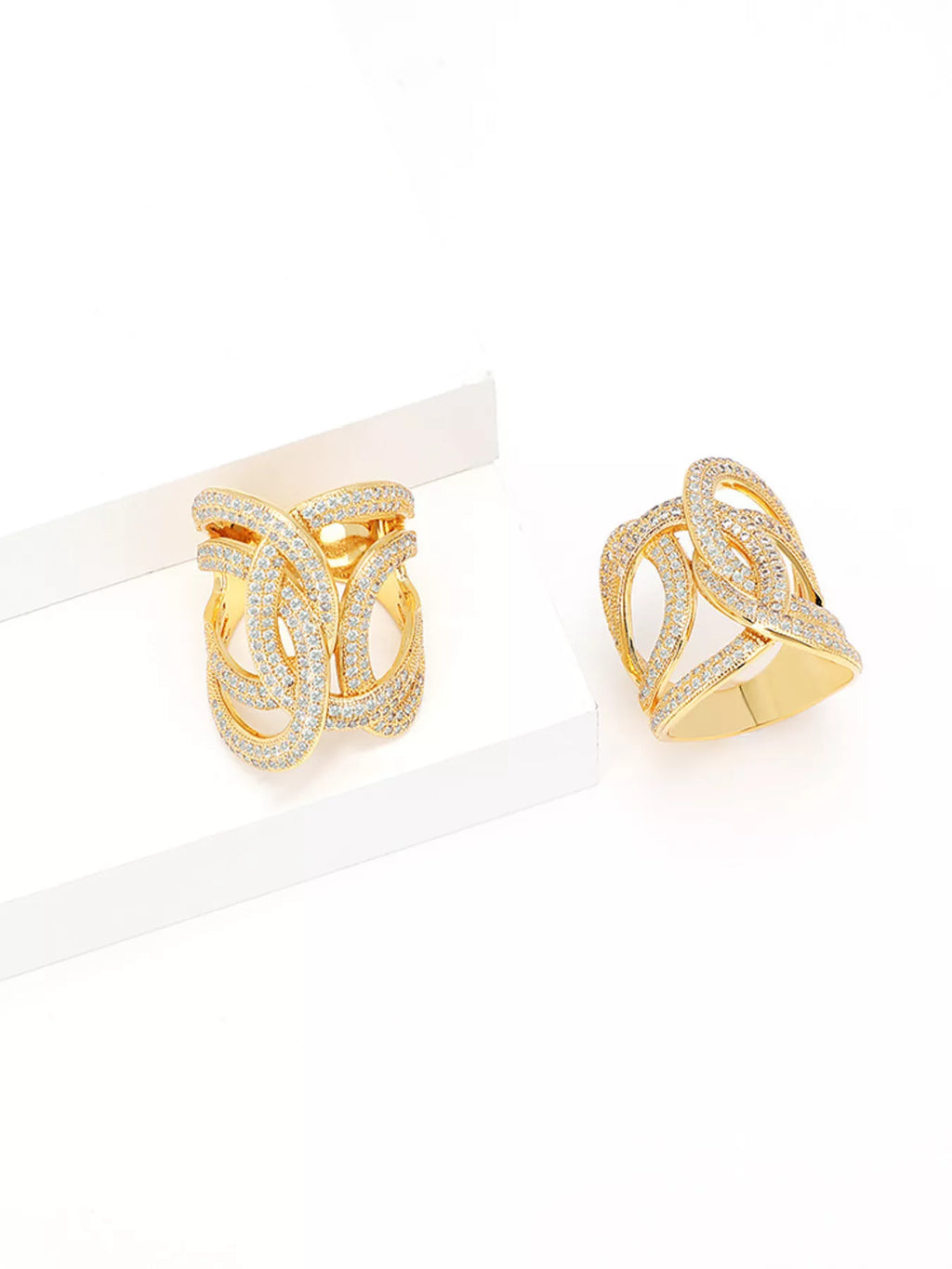 18K Gold-Plated Zircon Interwoven Ring - Girly Tea