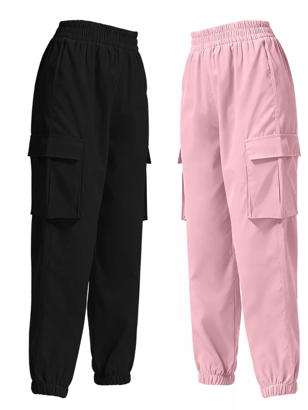 2 Piece Elastic Waist Cargo Pants - Girly Tea