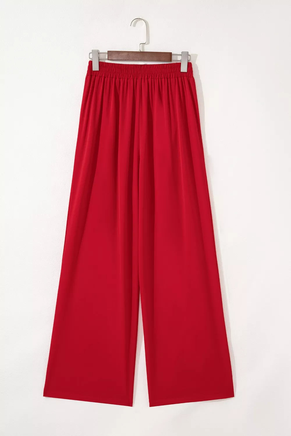Pleated Detail Pull On High Elastic Waist Loose Straight Pants - Girly Tea