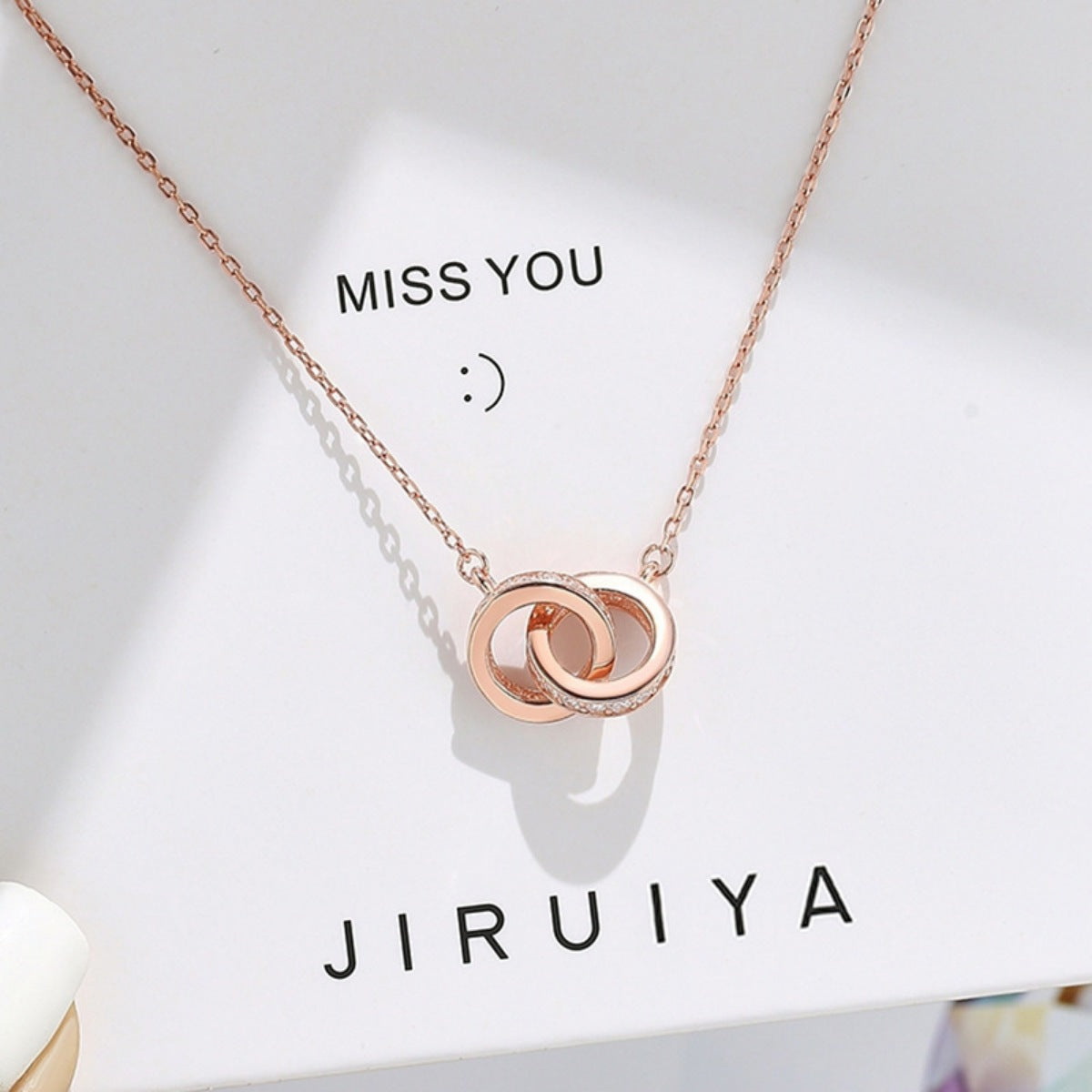 925 Sterling Silver Double Circle Pendant Necklace - Girly Tea