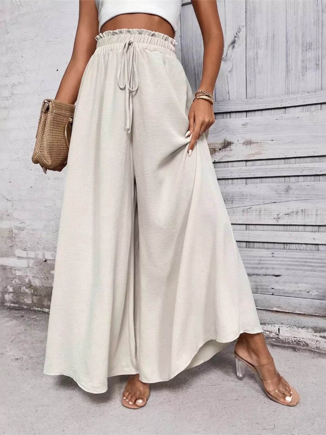 Frill Wide Leg Pants - Girly Tea
