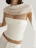 Ruched Tube Top with Scarf - Girly Tea