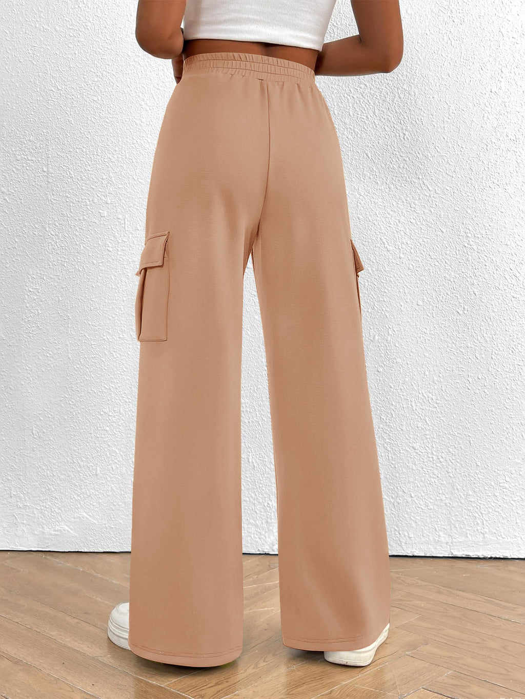 Casual High Waist Cargo Pants with Drawstring - Girly Tea