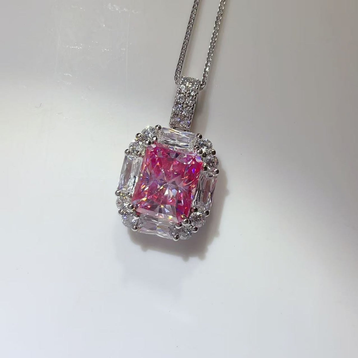 5 Carat Moissanite 925 Sterling Silver Pendant Necklace - Girly Tea