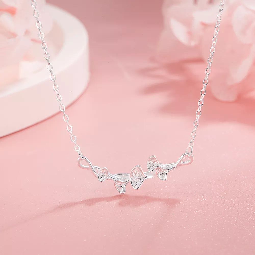 925 Sterling Silver Ginkgo Leaf Necklace - Girly Tea
