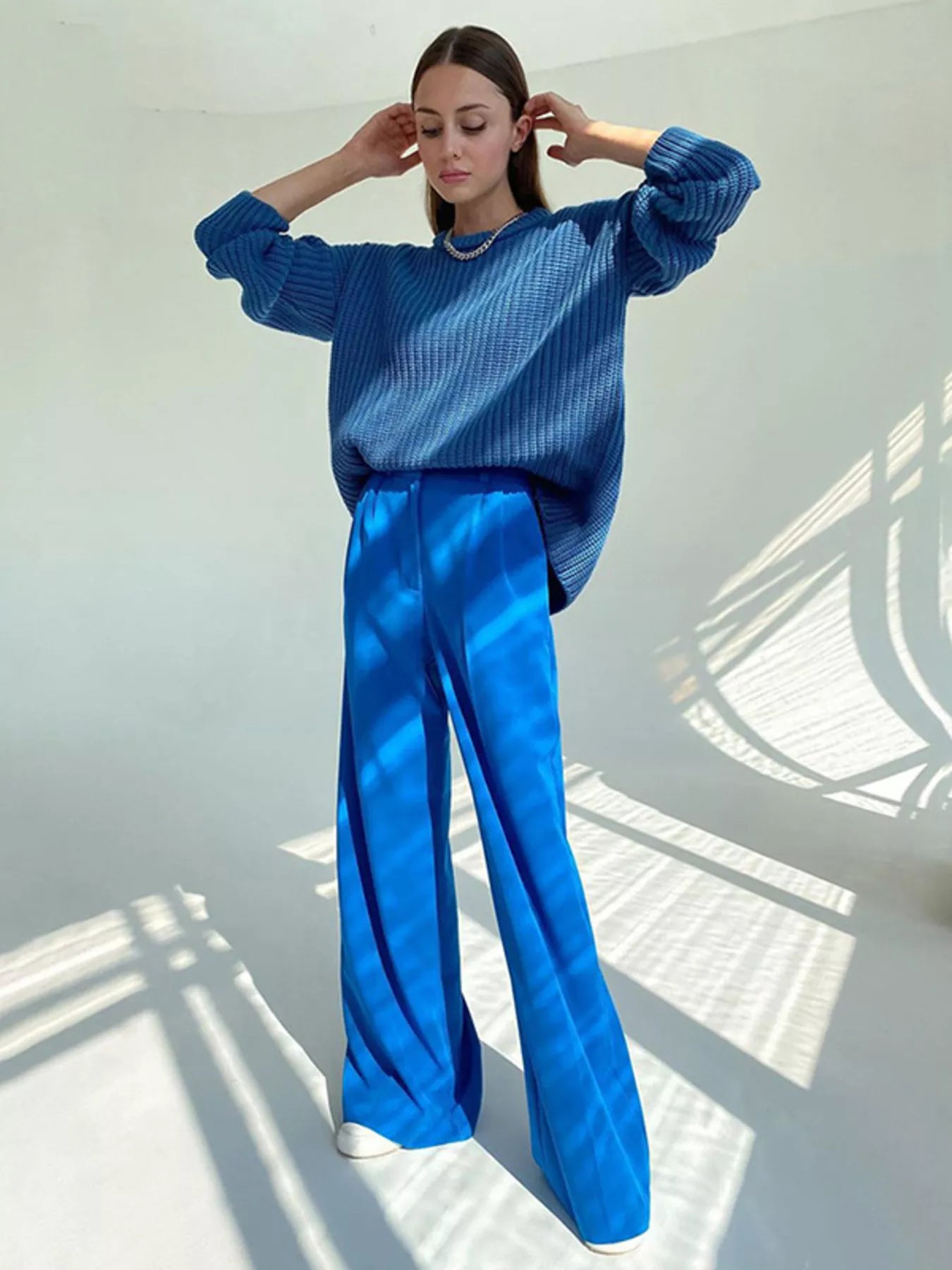 Wide Leg Pleated Pants - Girly Tea