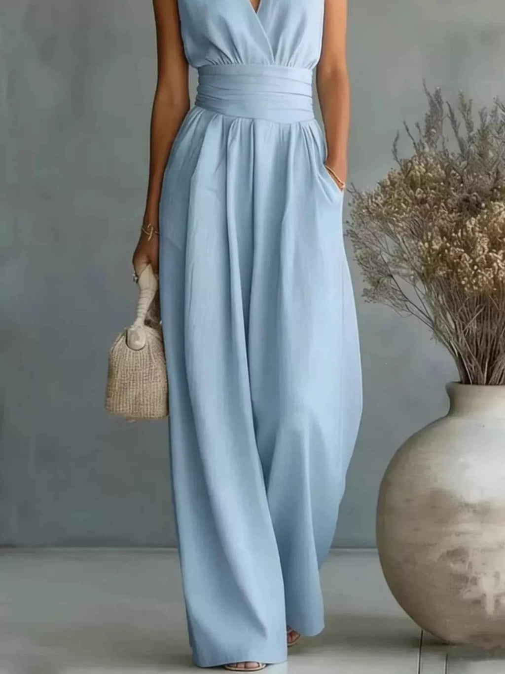 Full Size Sleeveless Wide Leg Jumpsuit Plus Size