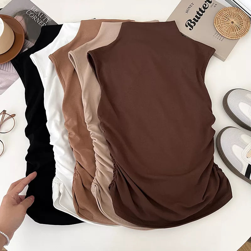 Ruched Mock Neck Tank - Girly Tea