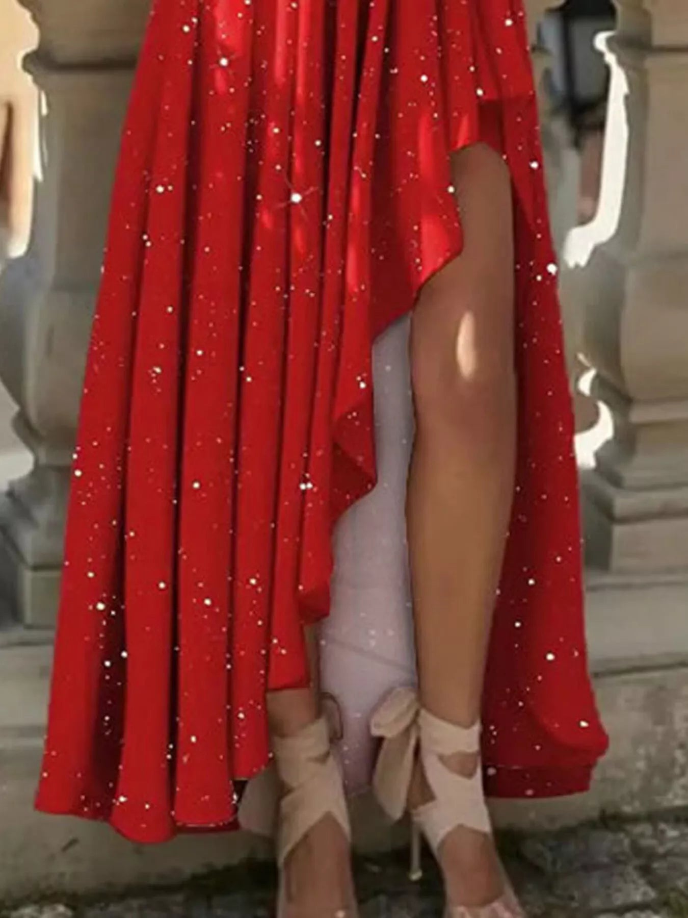 One-Shoulder Asymmetrical Hem Maxi Dress - Girly Tea