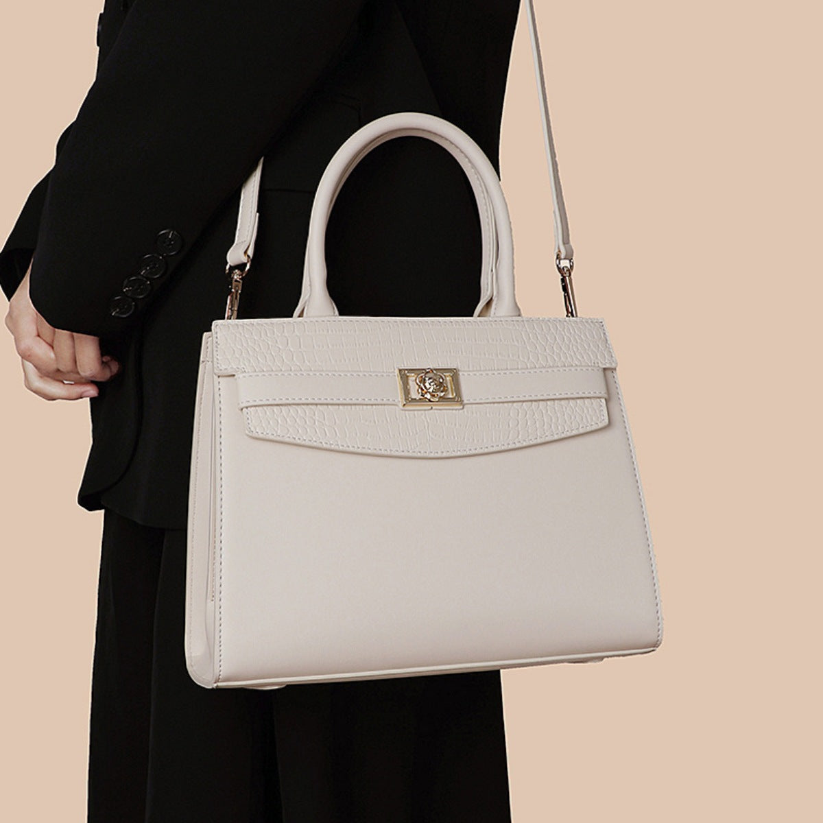 Top Handle Leather Handbag - Girly Tea