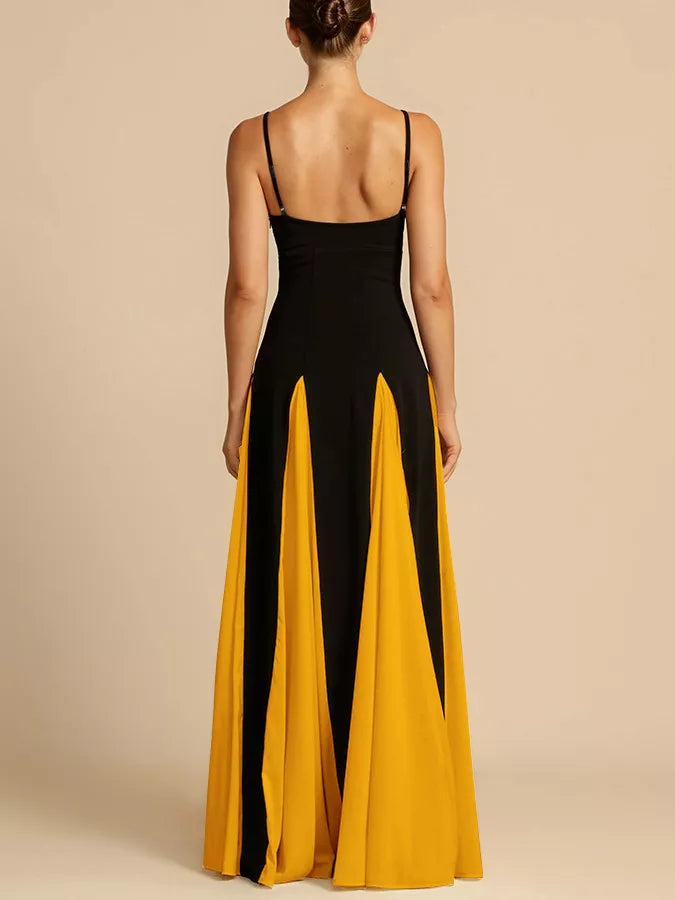 Two-Tone Flowing Maxi Dress - Girly Tea