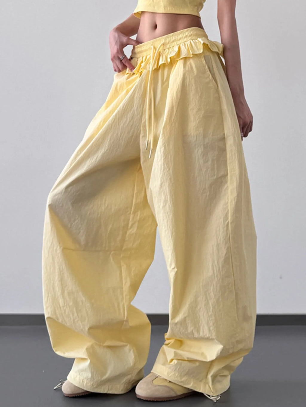 Drawstring Wide Leg Pants - Girly Tea