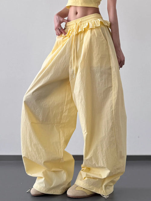 Drawstring Wide Leg Pants - Girly Tea