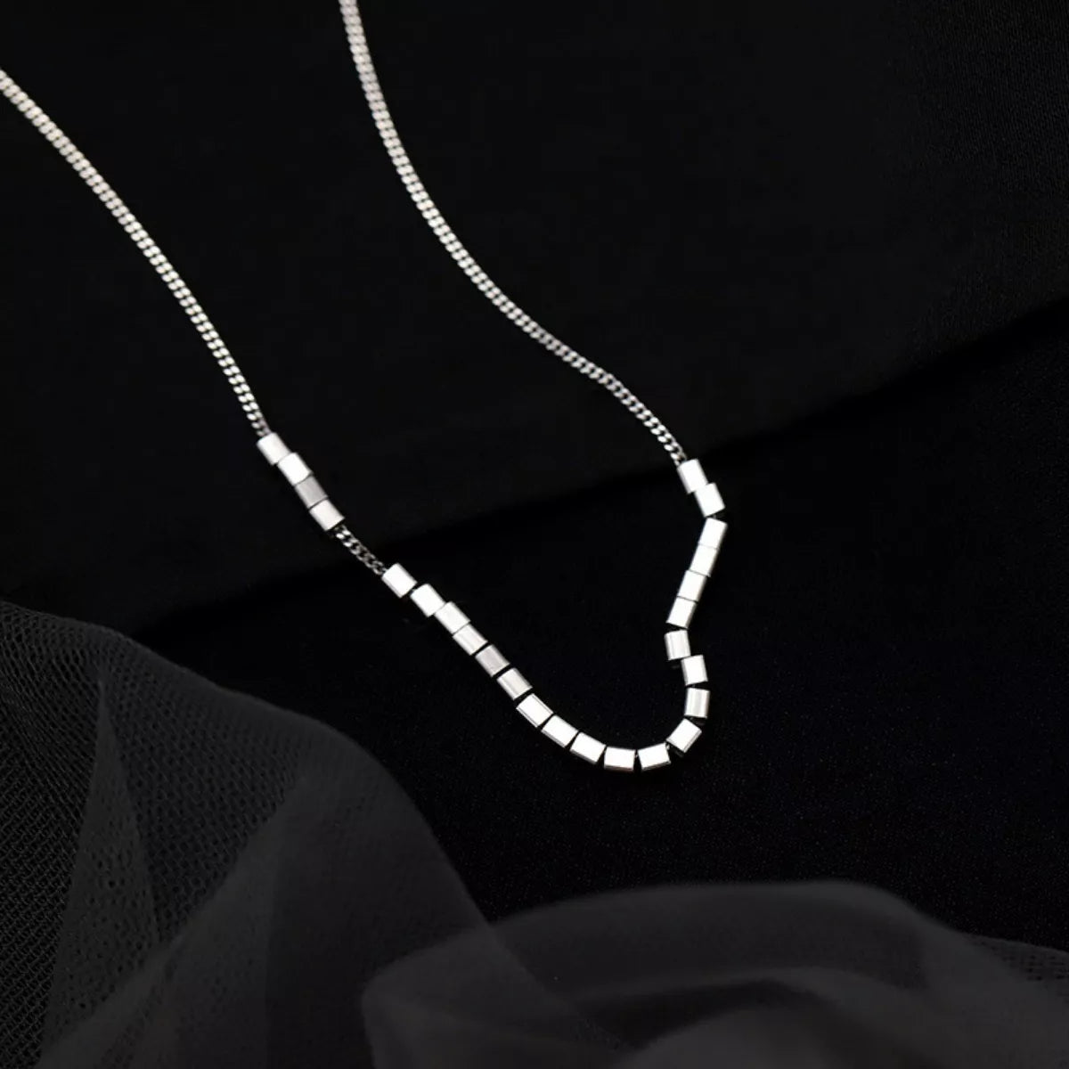 925 Sterling Silver Cube Necklace - Girly Tea