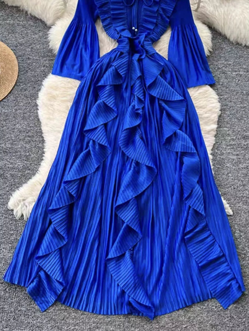 Ruffled A-Line Midi Dress - Girly Tea