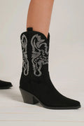 Beast Fashion Rhinestone Detail Point Toe Boots - Girly Tea