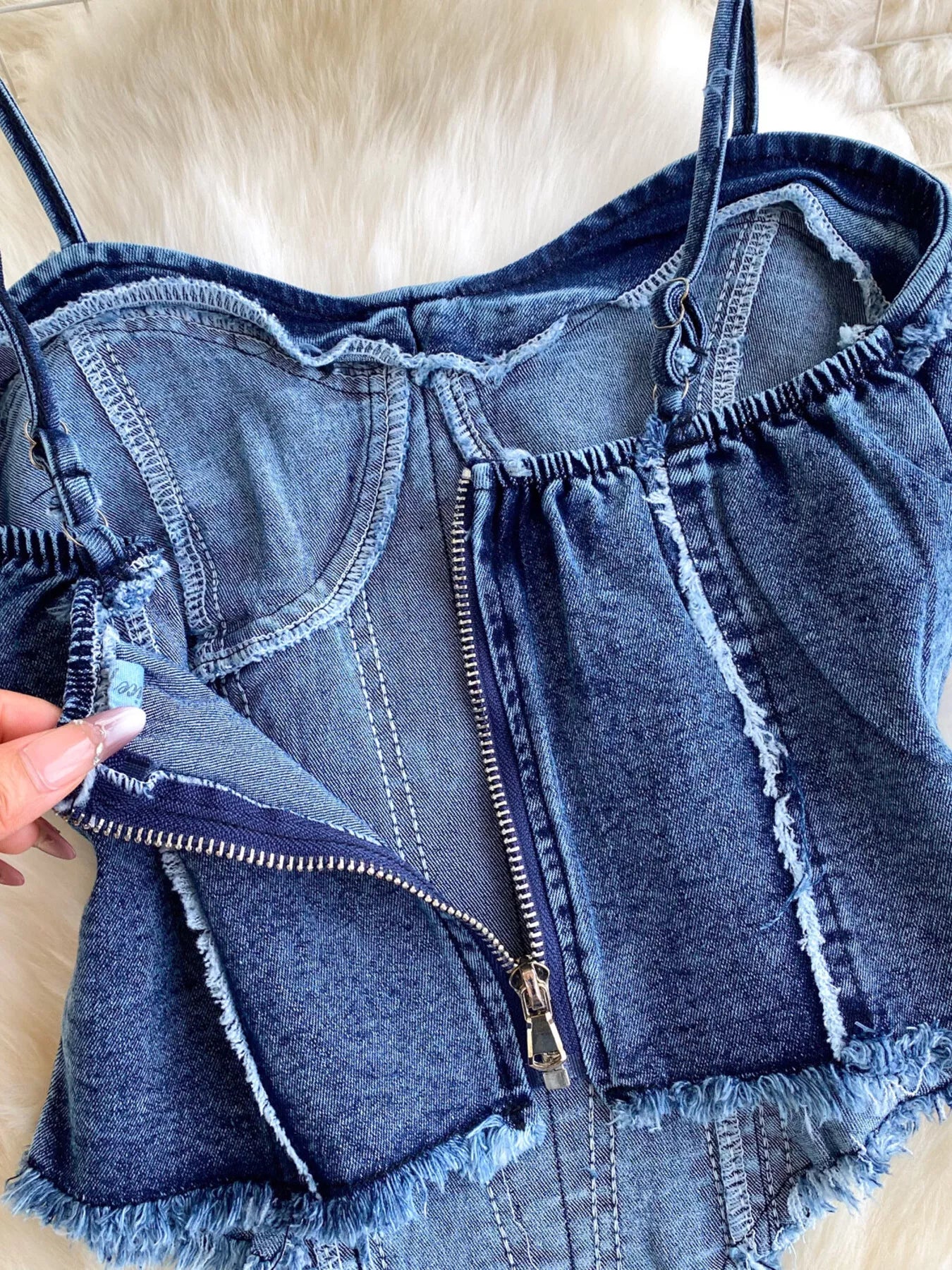 Raw Hem Denim Cami and Flare Jeans Set - Girly Tea