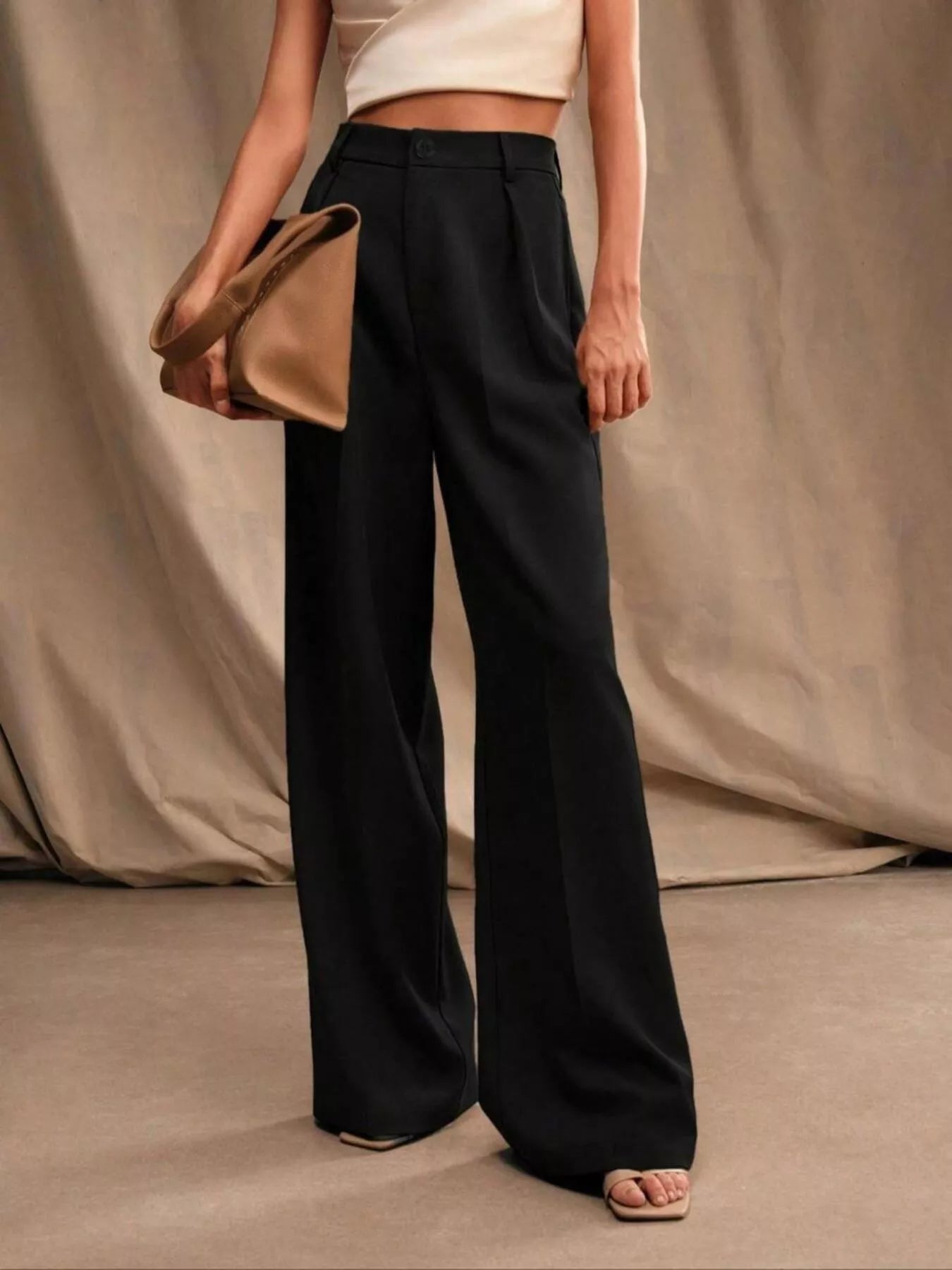 High-Waisted Wide-Leg Pants - Girly Tea