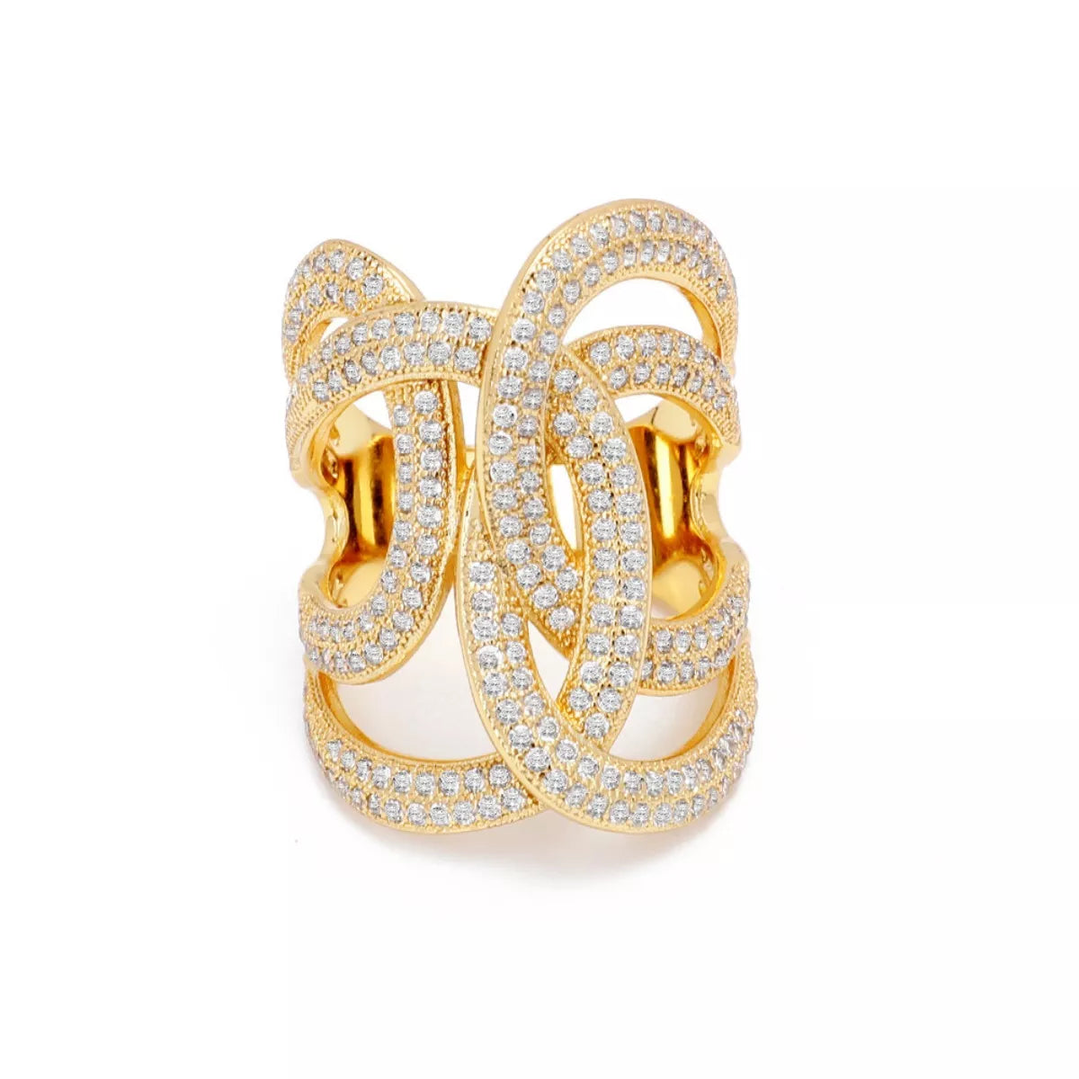18K Gold-Plated Zircon Interwoven Ring - Girly Tea