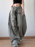 Drawstring Oversized Wide Leg Casual Pants - Girly Tea