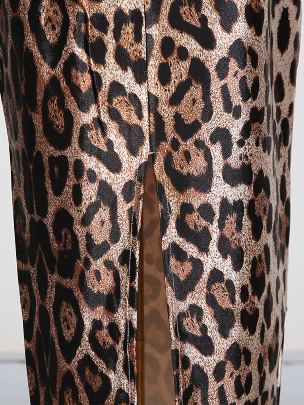 Leopard Print Bodycon Back Slit Midi Dress - Girly Tea