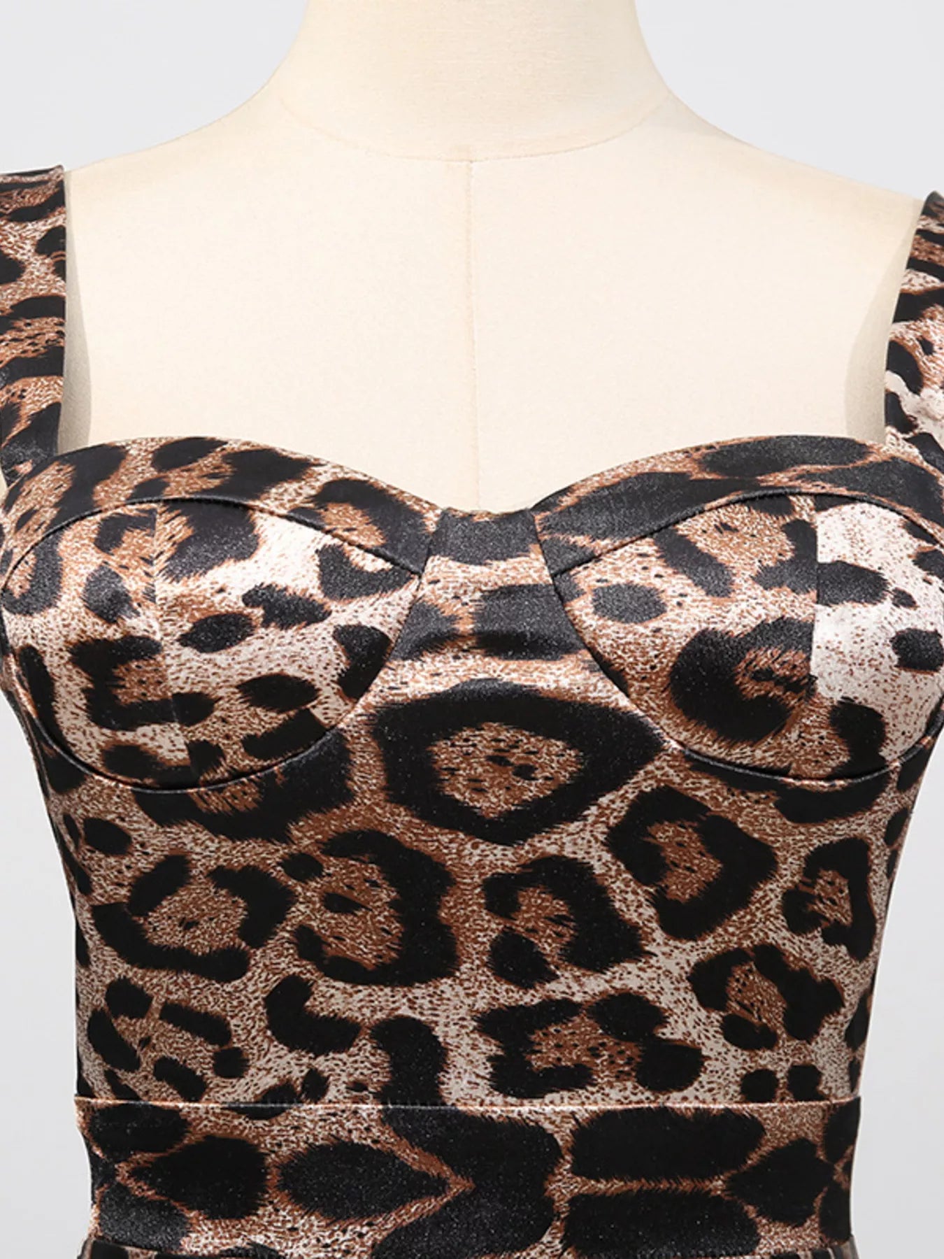 Leopard Print Bodycon Back Slit Midi Dress - Girly Tea