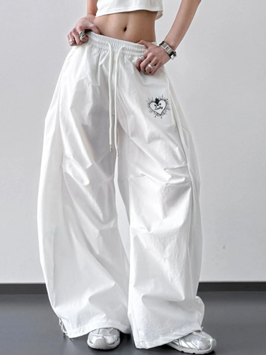 Wide Leg Drawstring Pants - Girly Tea