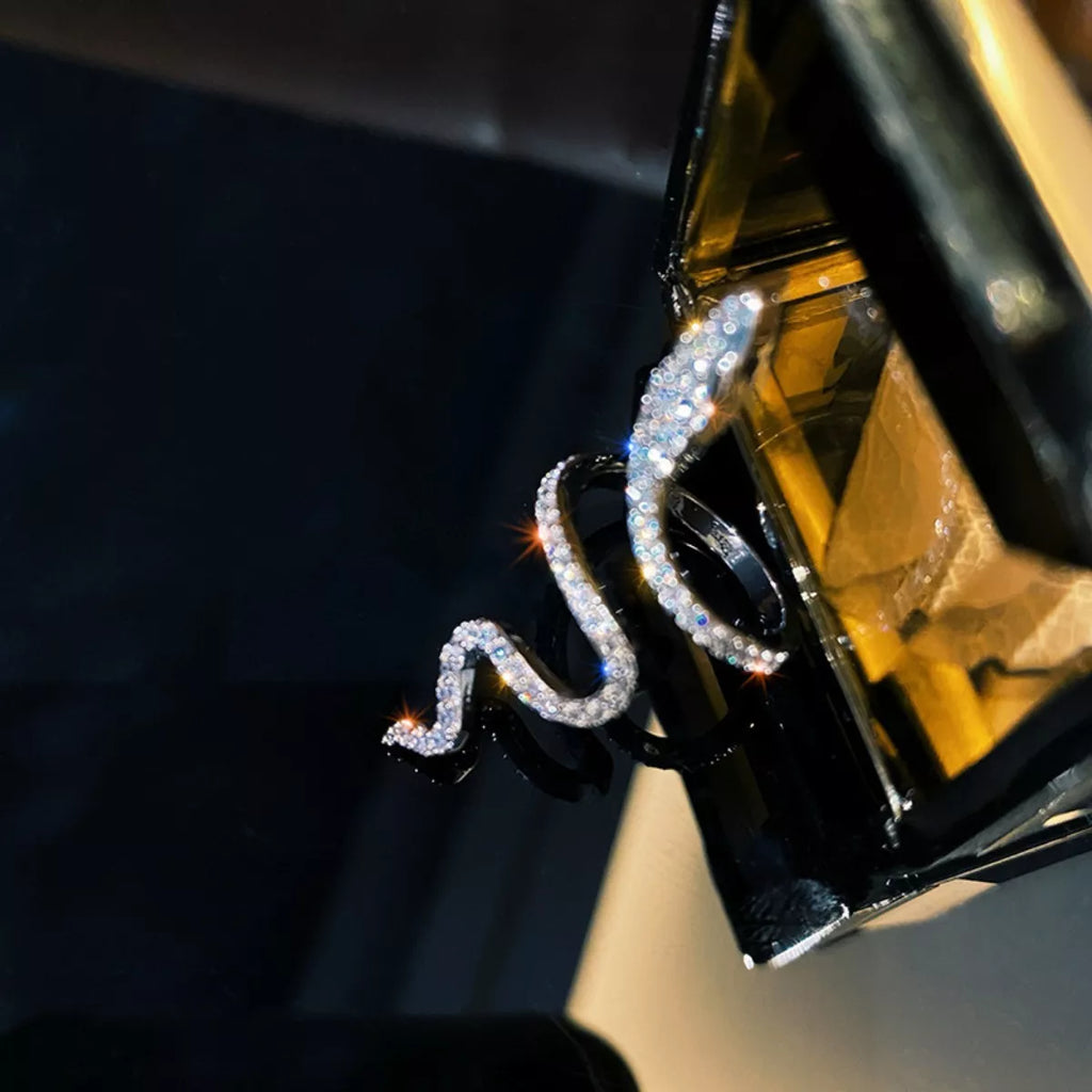 925 Sterling Silver Zircon Snake Bypass Ring - Girly Tea