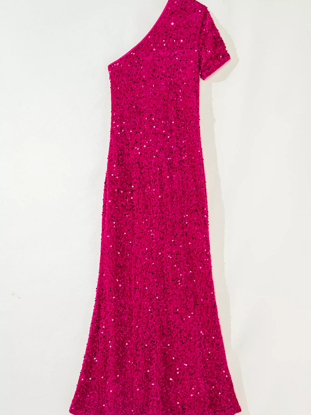 Sequin One-Shoulder Dress with High Slit - Girly Tea