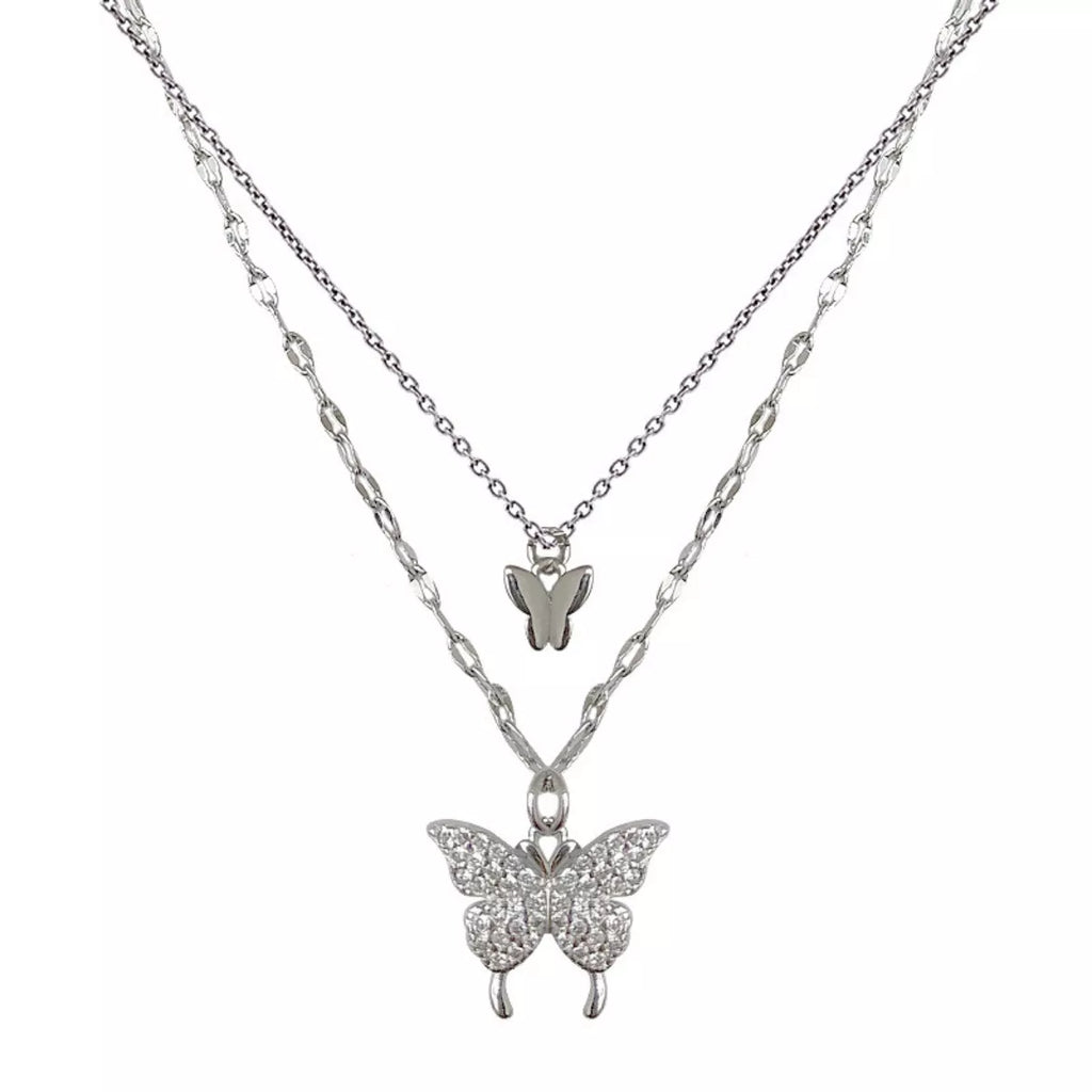 Double Layered Butterfly Necklace - Girly Tea