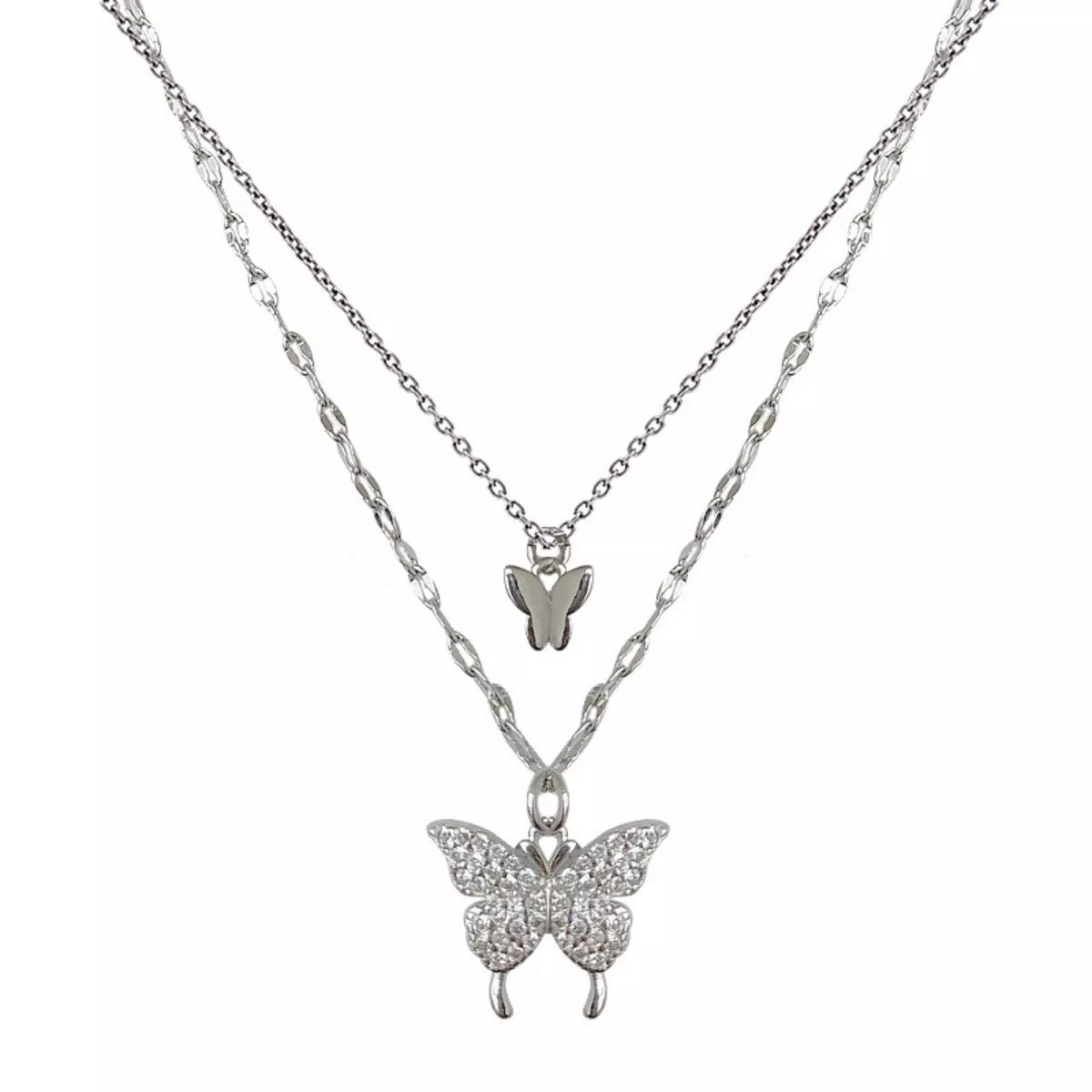 Double Layered Butterfly Necklace - Girly Tea