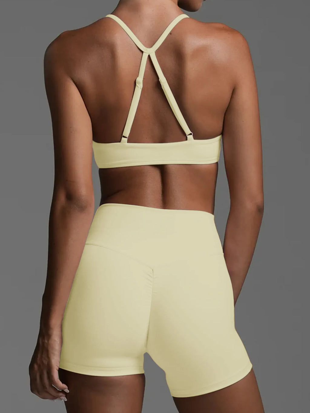 Ruched Sports Bra and High-Waisted Shorts Active Set - Girly Tea