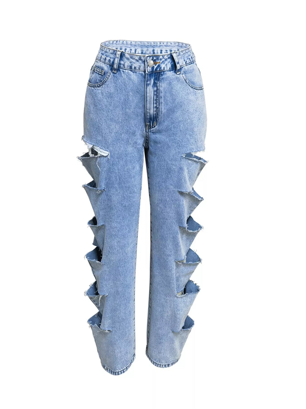Distressed Wide Leg Jeans - Girly Tea