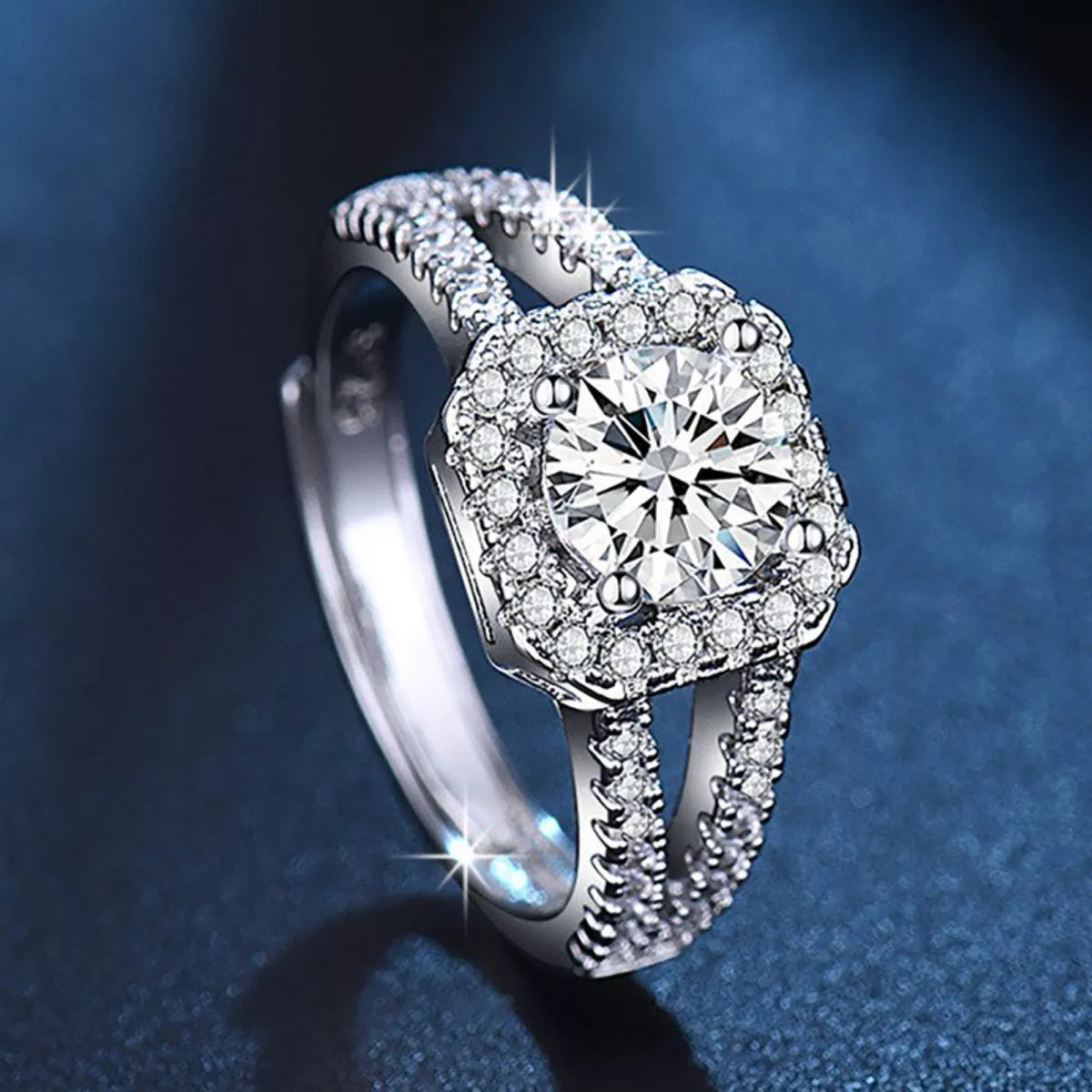 1 Carat Moissanite 925 Sterling Silver Ring - Girly Tea