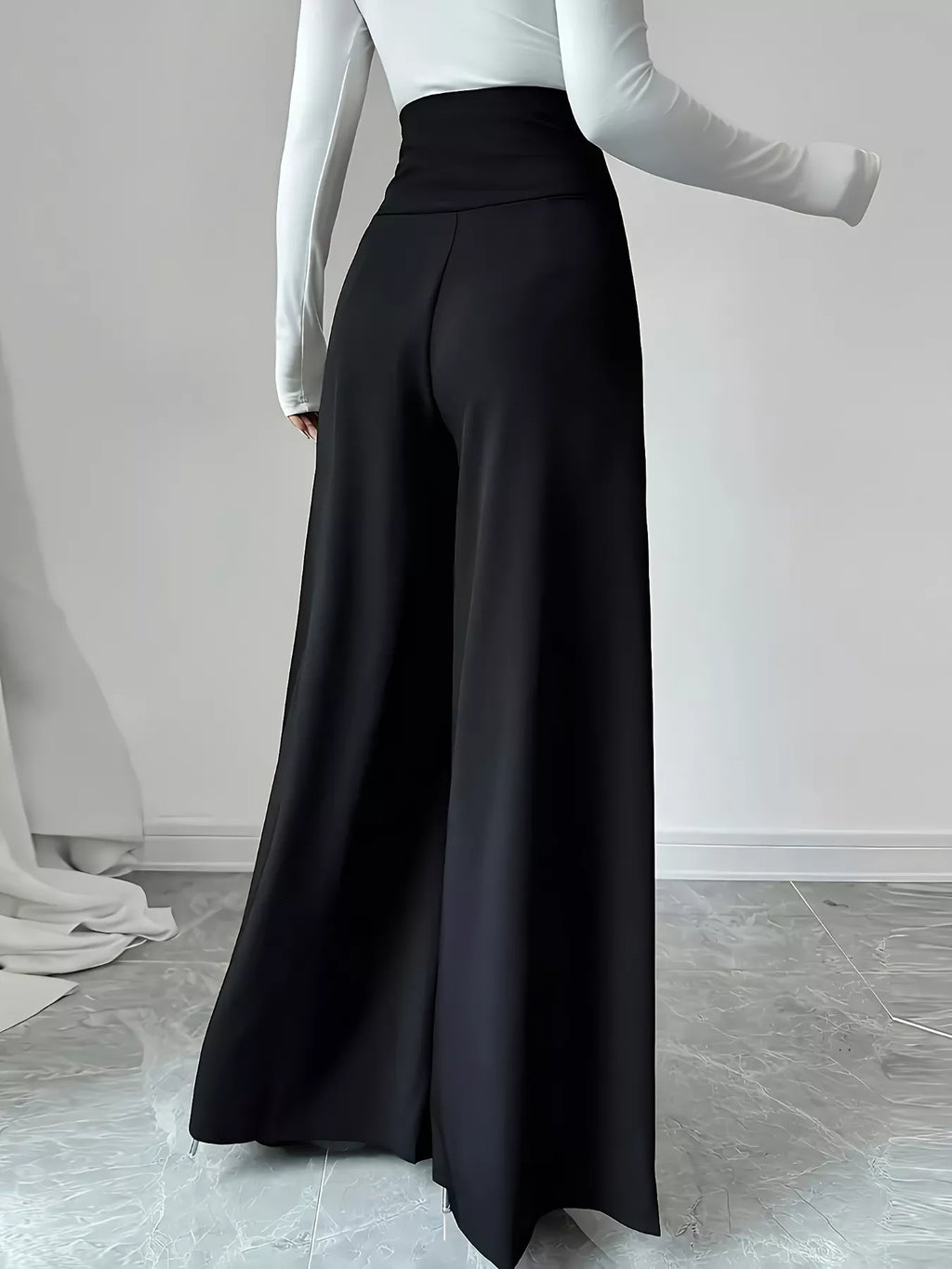 High Waist Wide Leg Button Decor Pants - Girly Tea