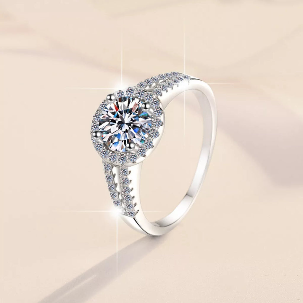 1 Carat 925 Sterling Silver Moissanite Ring - Girly Tea