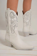 Beast Fashion Rhinestone Detail Point Toe Boots - Girly Tea