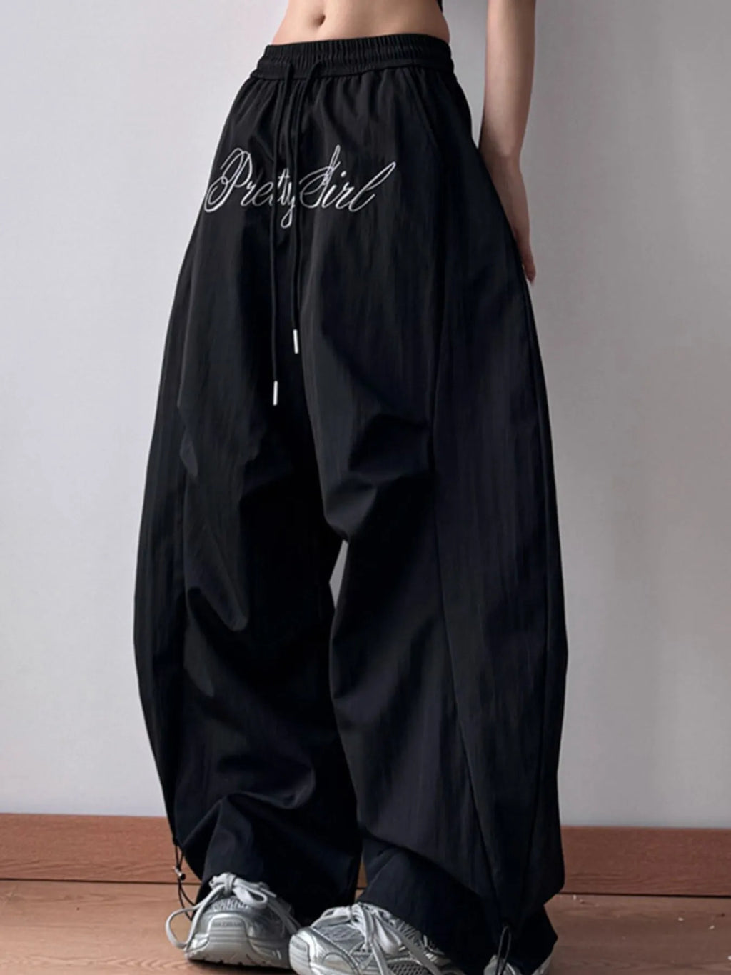 Drawstring Oversized Wide Leg Casual Pants - Girly Tea