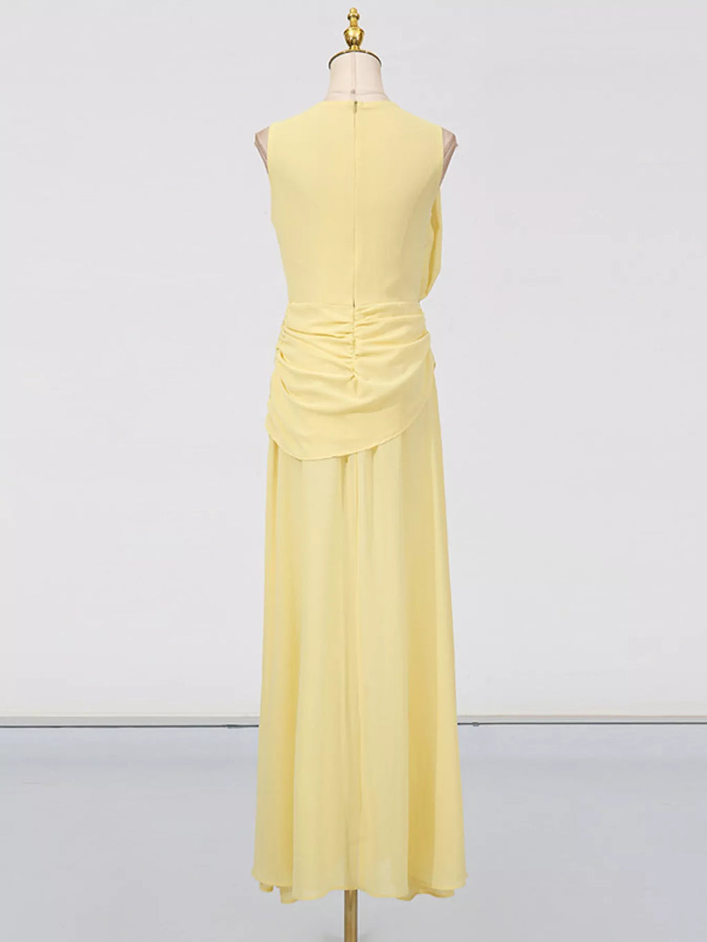 Sleeveless Ruched High-Slit Maxi Dress - Girly Tea