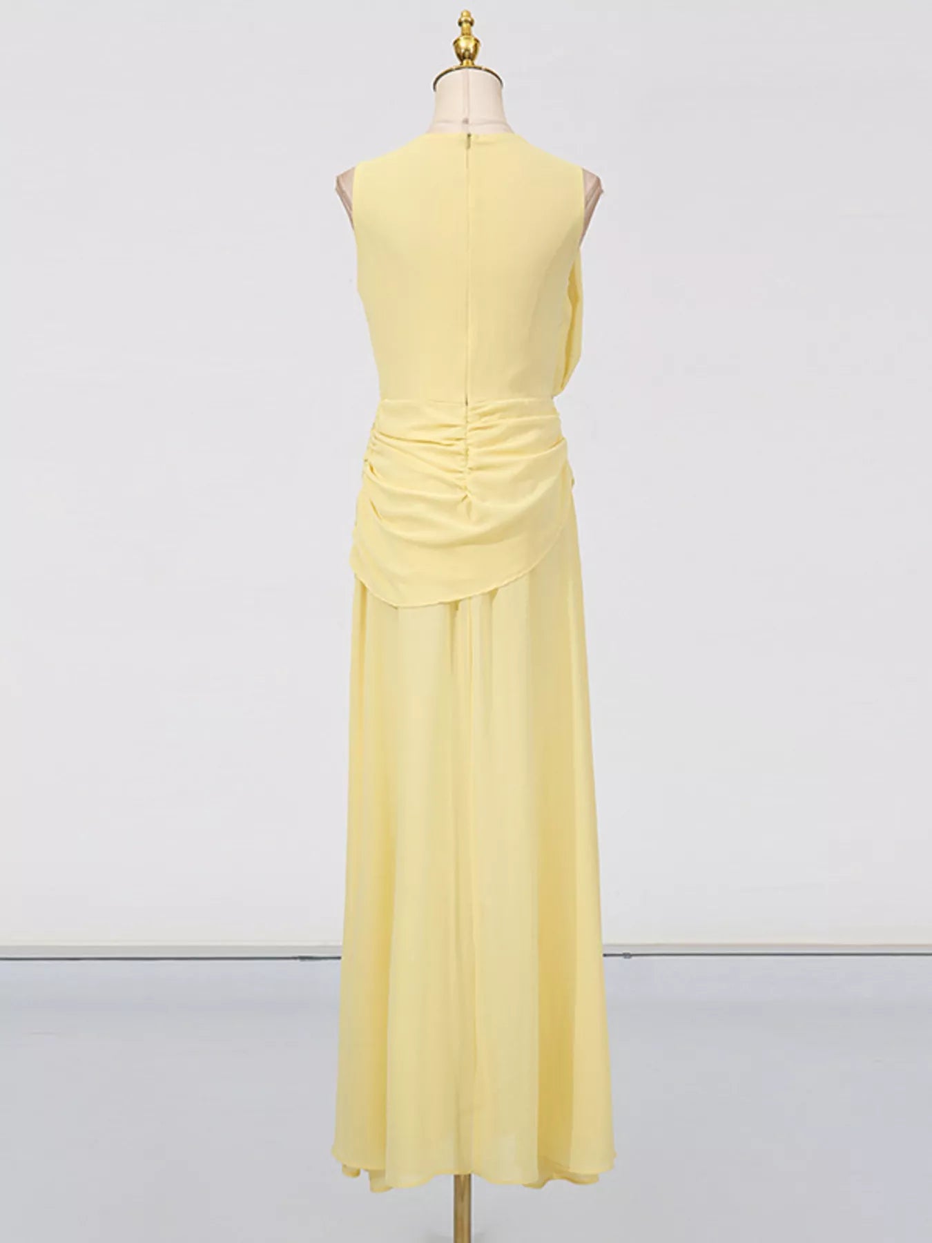 Sleeveless Ruched High-Slit Maxi Dress - Girly Tea