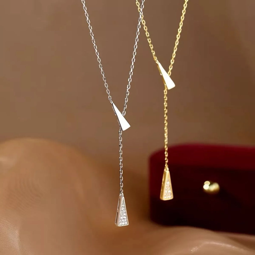 Triangle Pendant Y Necklace - Girly Tea