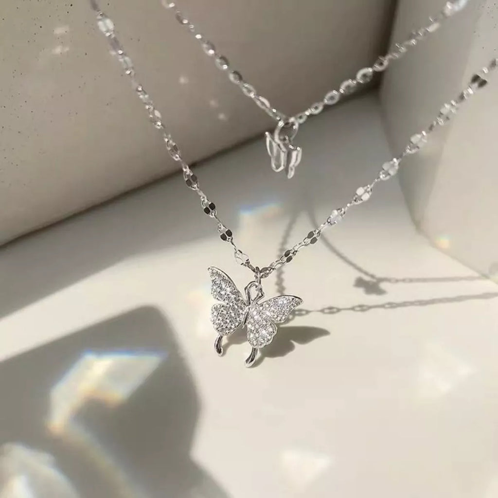 Double Layered Butterfly Necklace - Girly Tea