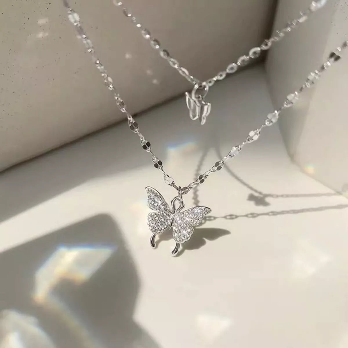 Double Layered Butterfly Necklace - Girly Tea