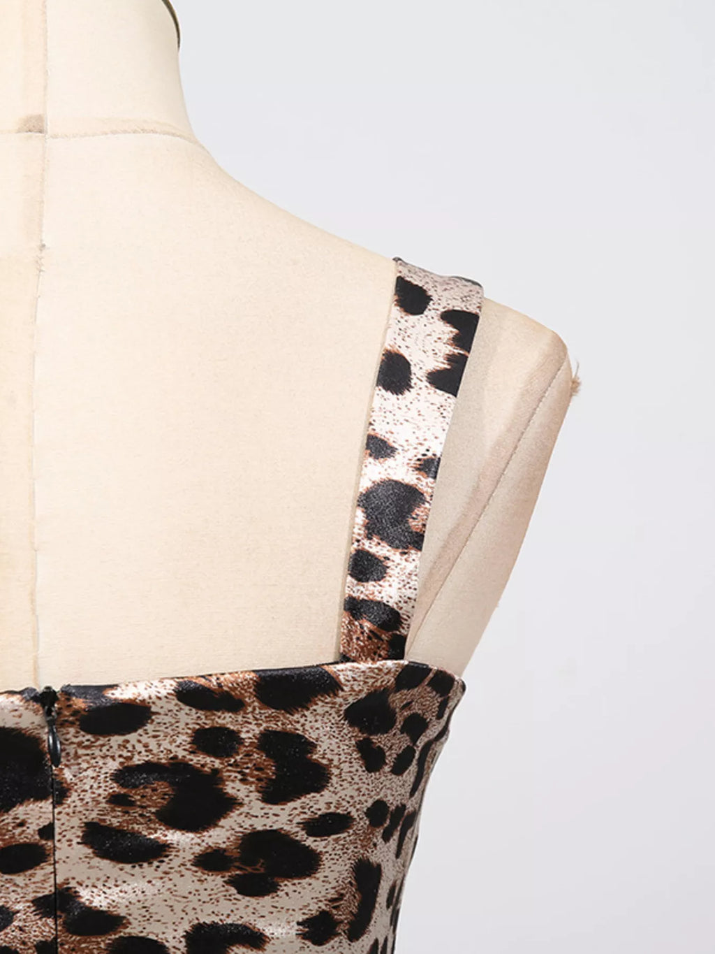 Leopard Print Bodycon Back Slit Midi Dress - Girly Tea