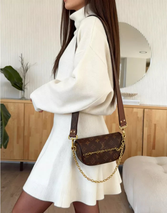 Turtleneck Dropped Shoulder Sweater and Skirt Set - Girly Tea