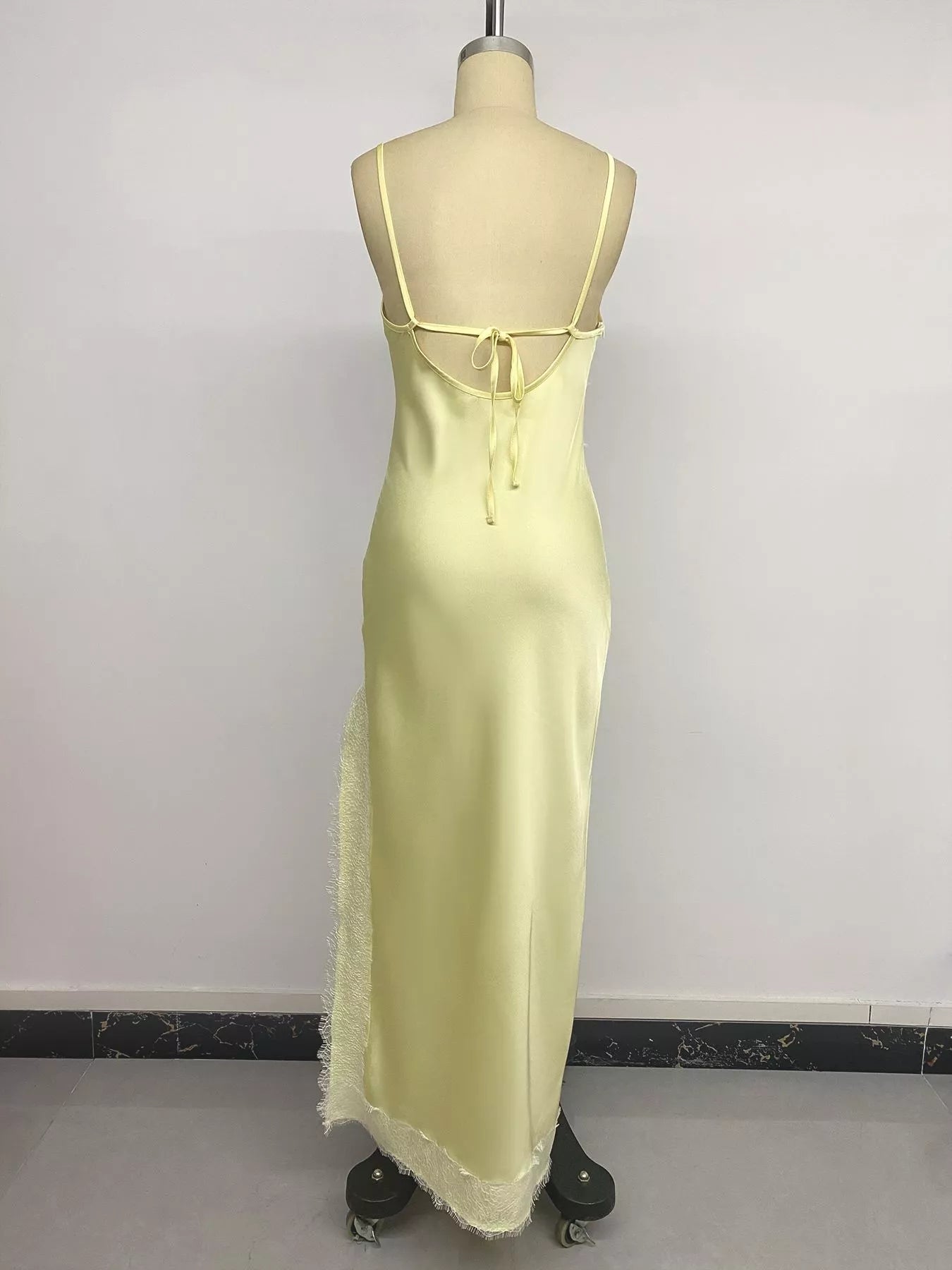 Lace Trimmed Slit Midi Dress - Girly Tea